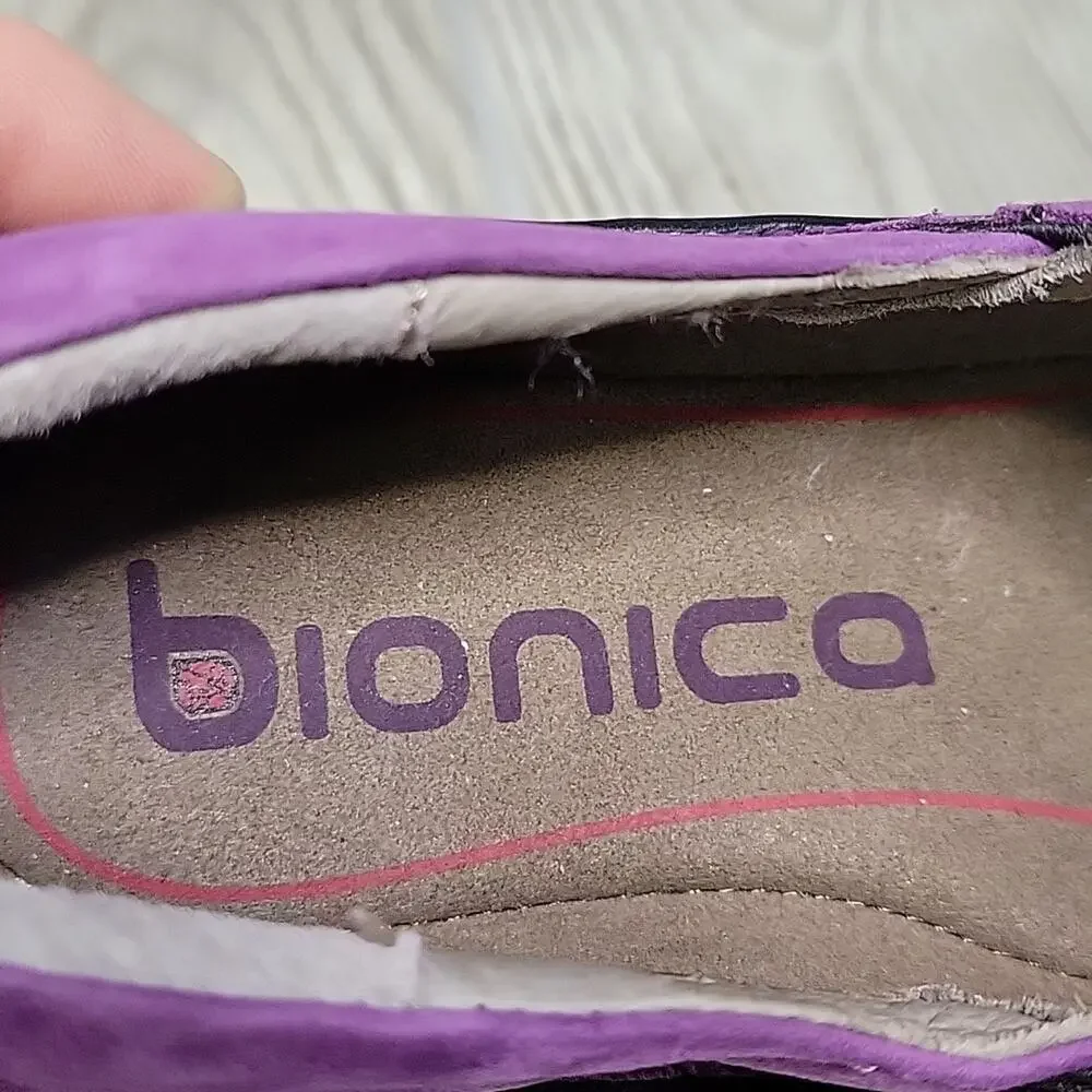 Bionica Purple Leather Wedge Clogs Womens Size 7 - Picture 12 of 13